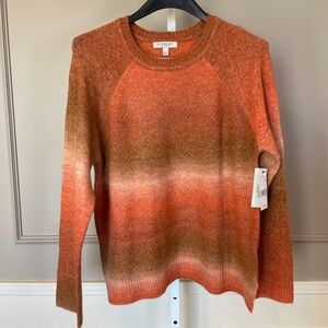 Liverpool NWT Sweater Large Orange Ombre Crew Neck Lightweight Striped